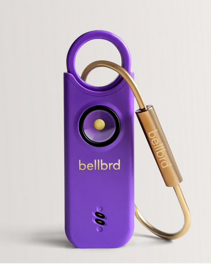 Bellbrd personal alarm for women and door alarm in deep purple